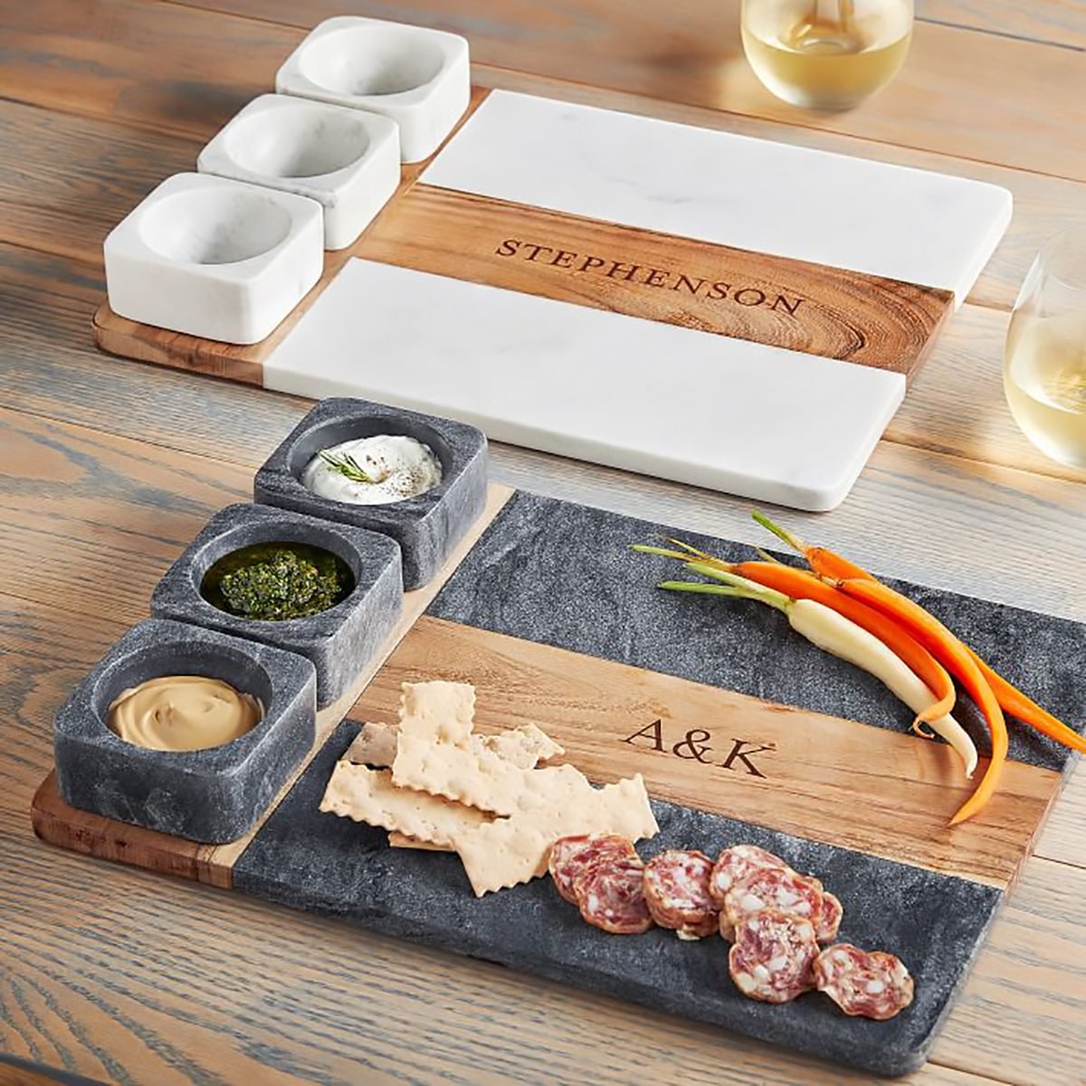 Personalized Wood And Marble Snack Board