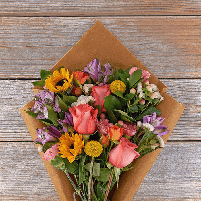 Sunflower And Alstroemeria Flower Arrangement Ecomm Via Bouqs