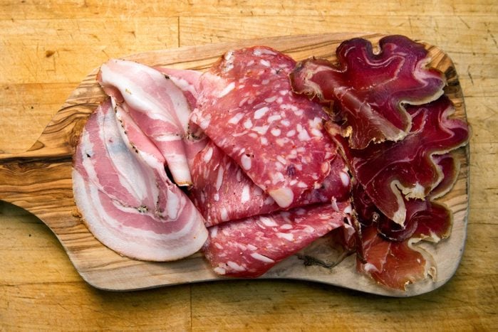 Small Charcuterie Plate with Ham, Salami and Prosciutto