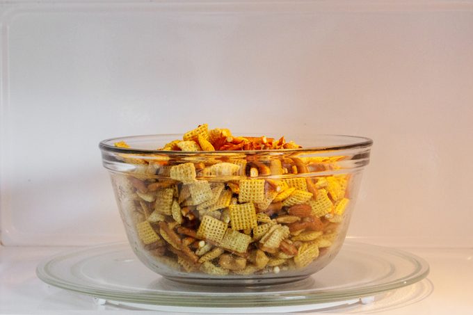 Homemade Chex Mix in microwave