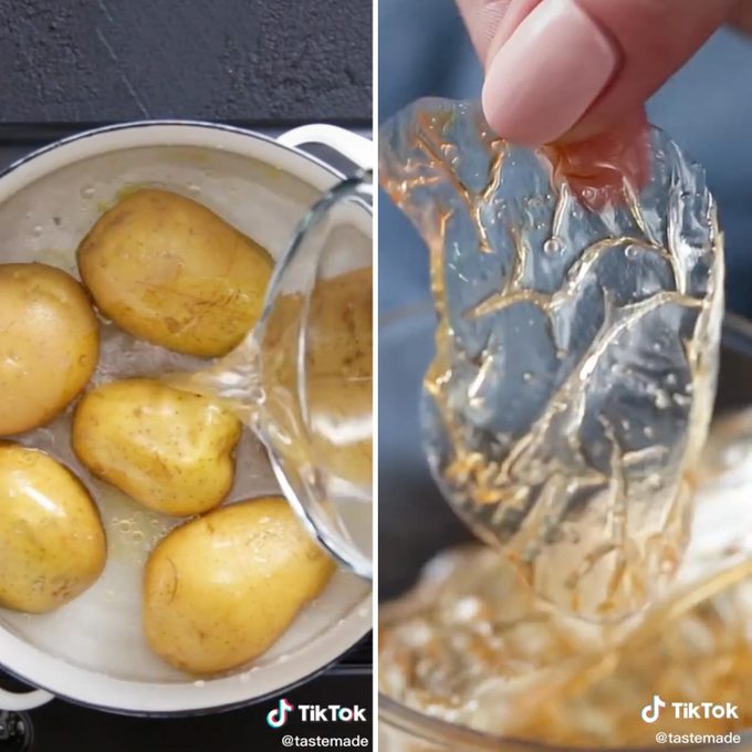 side by side with steps on how to make clear potato chips