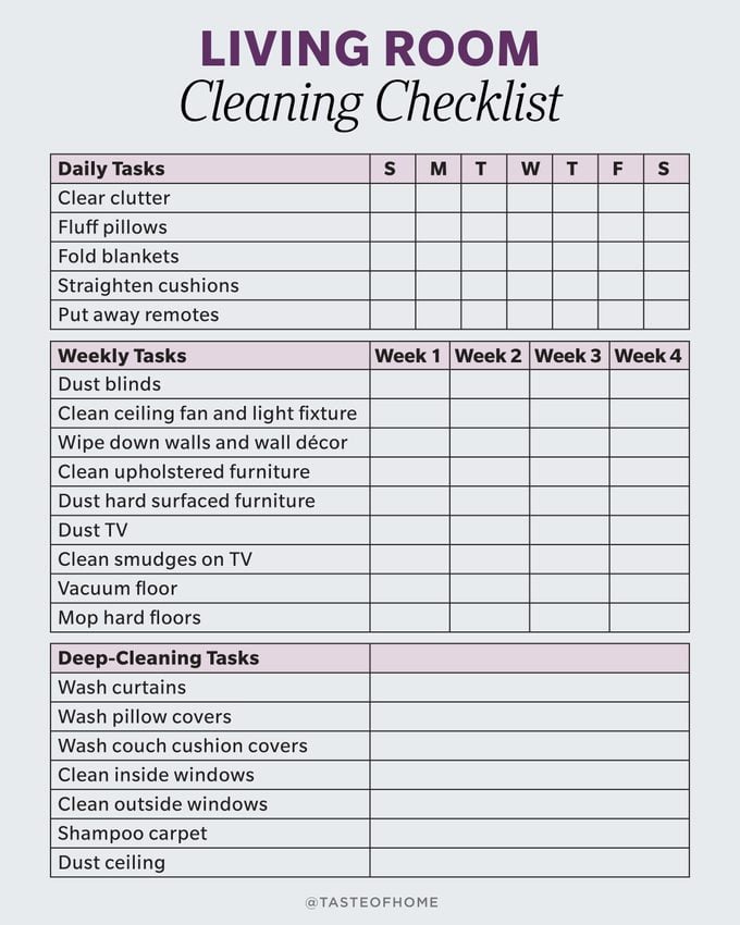 Living Room Cleaning Checklist Graphic 04