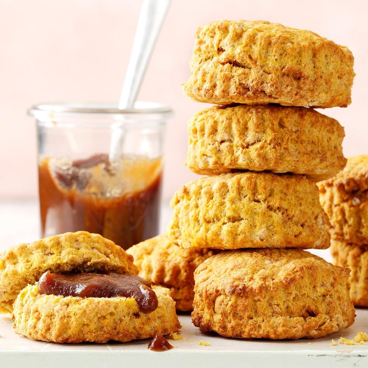 Air-Fryer Pumpkin Biscuits with Spiced Apple Butter