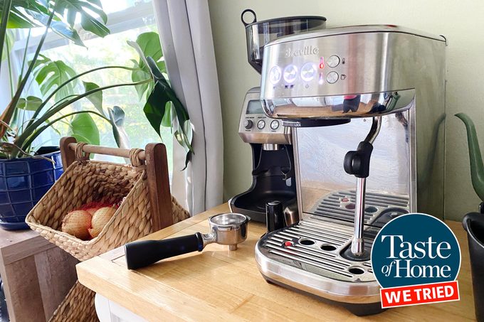 Breville Espresso machine with the taste of home we tried logo