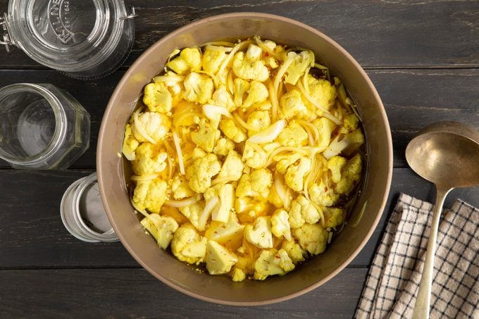 bowl of pickled cauliflower