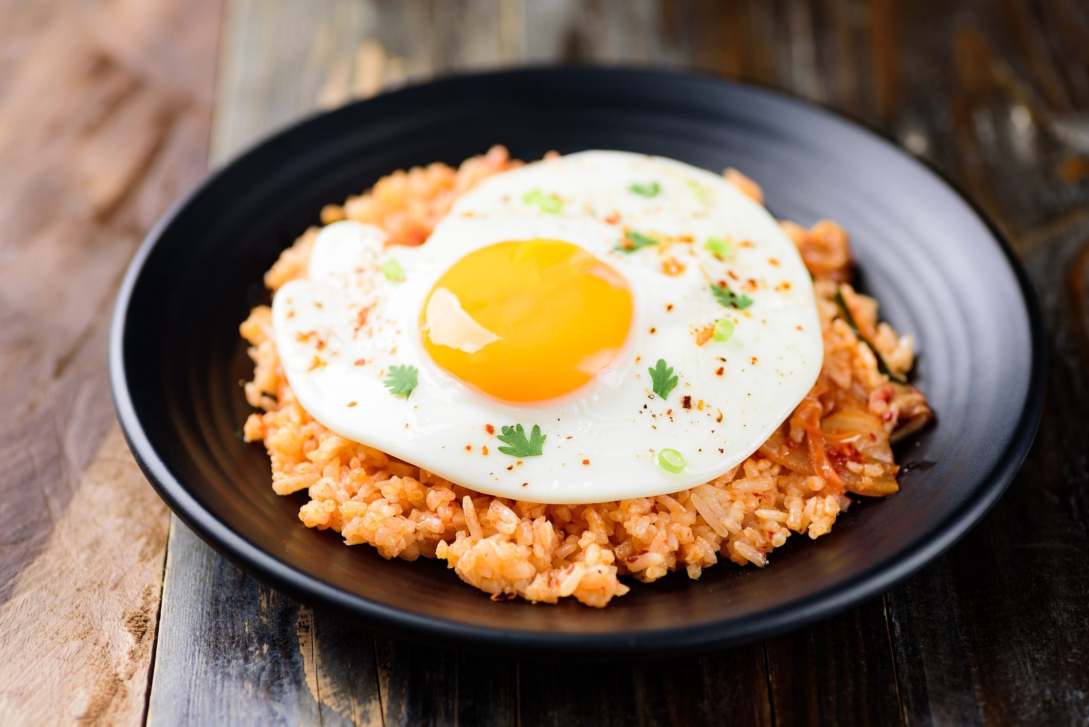 Kimchi fried rice with fried egg