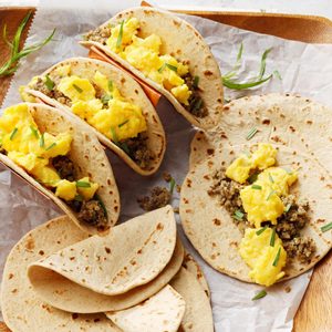 Mushroom and Egg Breakfast Tacos