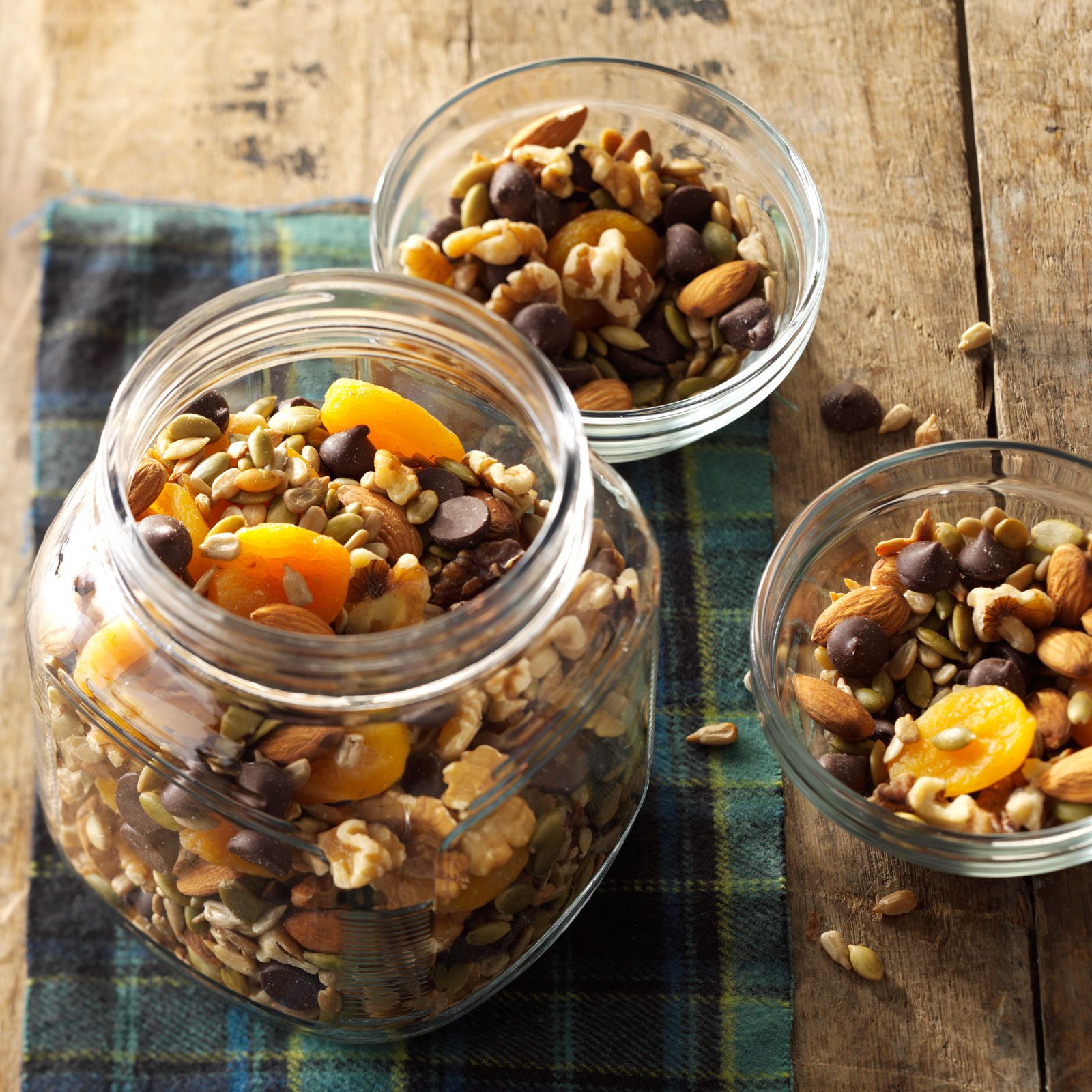 homemade trail mix in jars