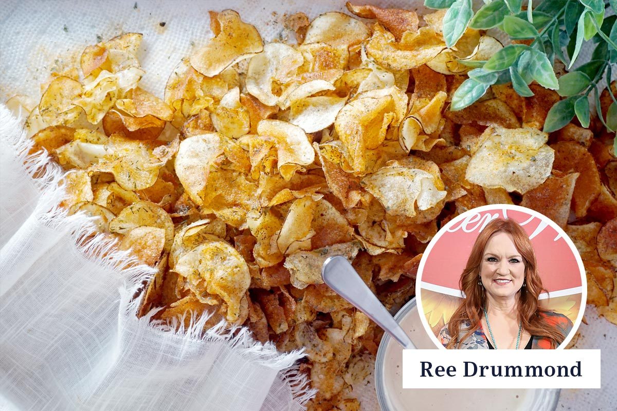 pioneer woman's Ranch Chips with a small image of ree drummond in the corner