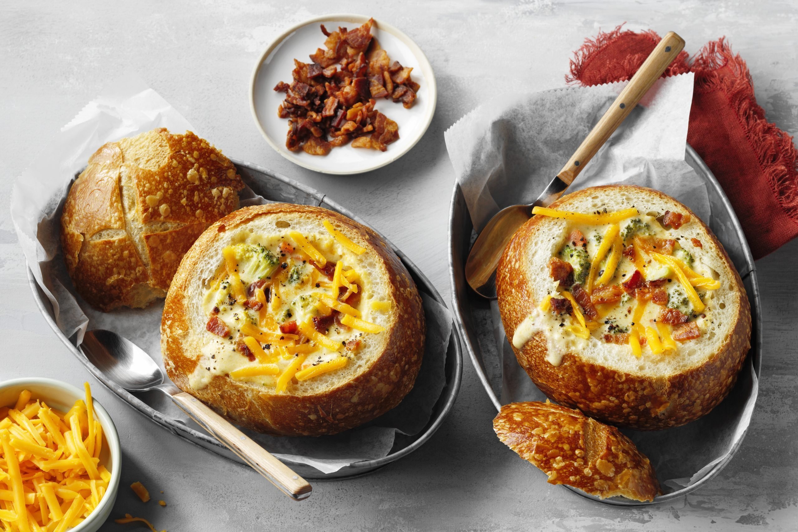 Cheesy Broccoli Soup In A Bread Bowl