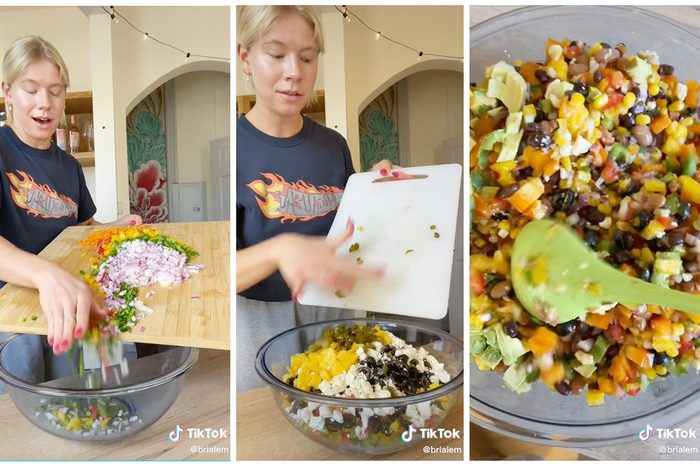 Collage Of Tiktok Showing How To Make Cowboy Caviar