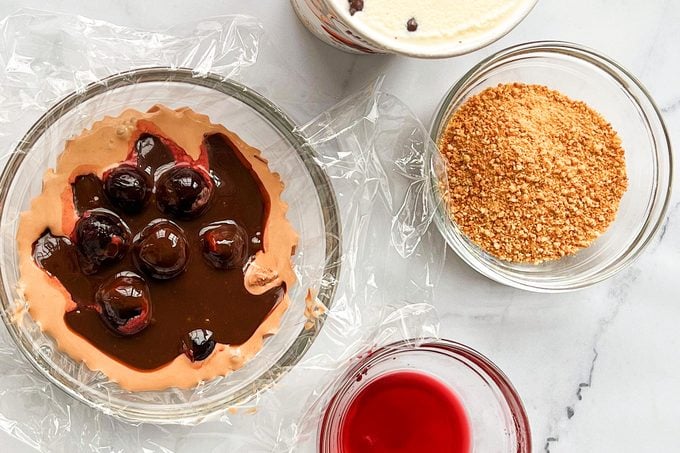 How To Make Tartufo step 2, add fudge, cherries, and cookies