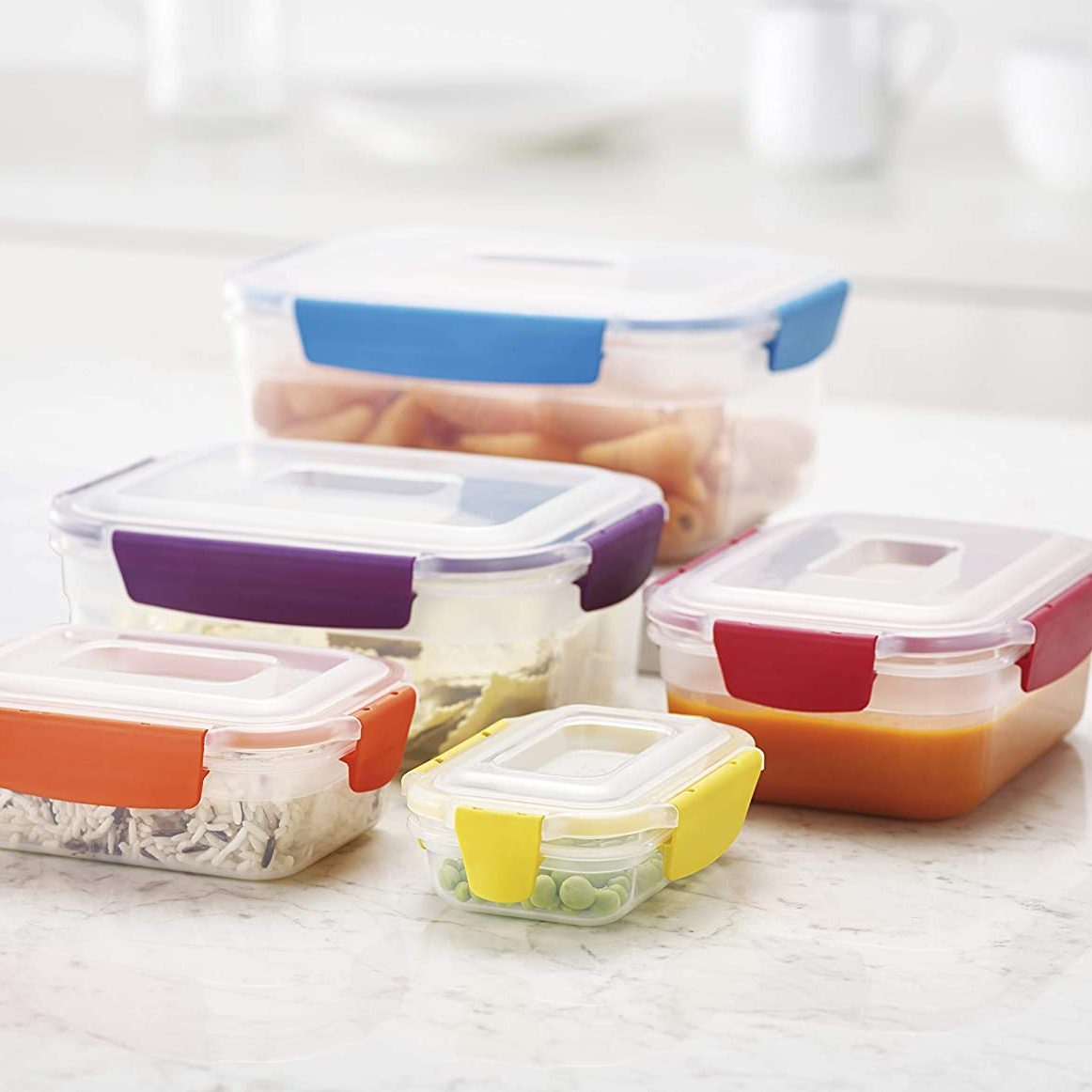 Razab HomeGoods extra large & assorted sizes glass food storage containers  with airtight lids 10 pc [5 containers with lids] microwave/oven/fre