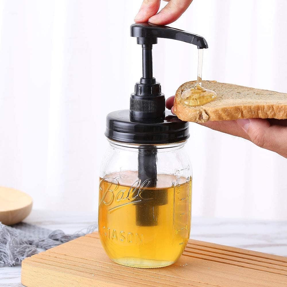 Mason Jar Syrup And Honey Dispenser Pump Lidds Ecomm Via Amazon.com