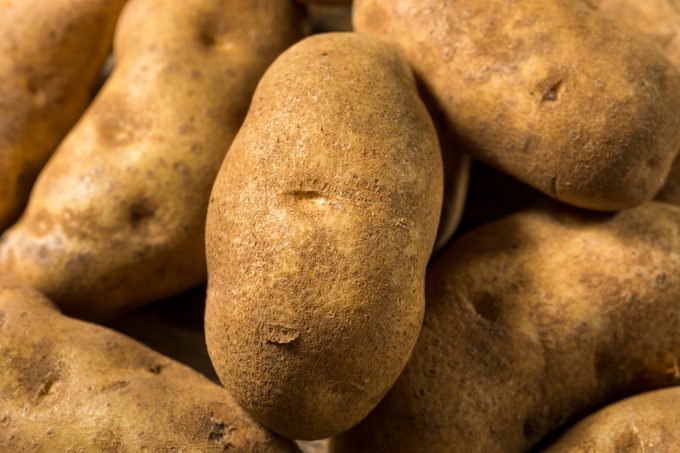 Raw brown Organic Russet Potatoes