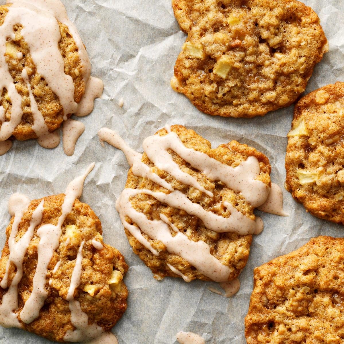 Iced Oatmeal Apple Toffee Cookies