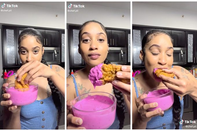 Collage Of Tiktok Showing Off The Pink Sauce