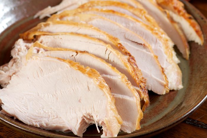 Pottery Platter with Sliced Turkey White Meat