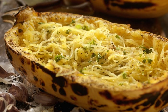 Roasted Spaghetti Squash with Garlic Herb Butter