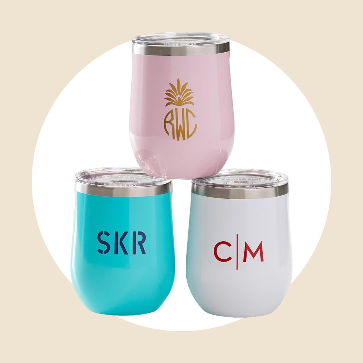 Monogrammed Stemless Wine Cup