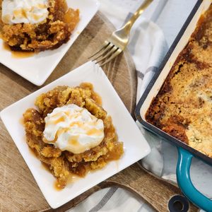 Plate Of Caramel Apple Dump Cake