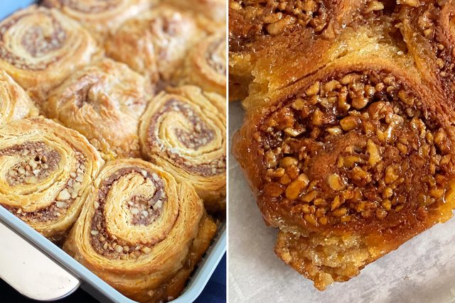 sticky buns in the caraway bakeware baking dish