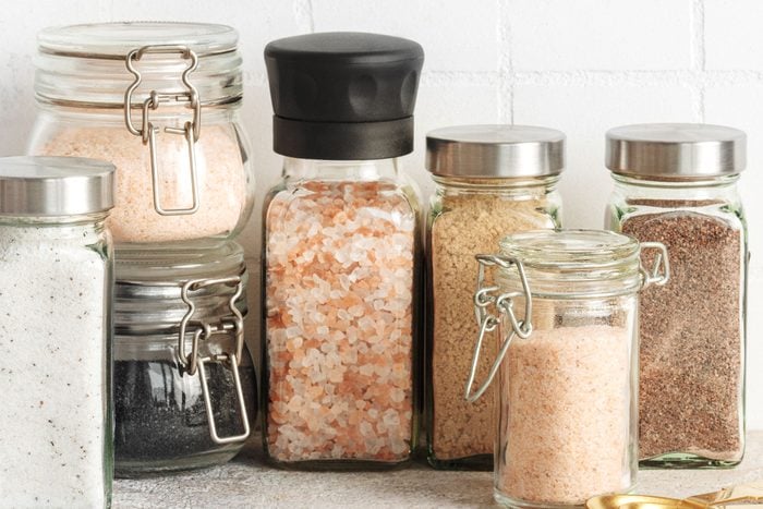 Jars With Assorted Speciality Salt, himalayan pink salt, italian black truffle salt, india black kala namak salt, hawaiian black lava sea salt, hickory smoked sea salt