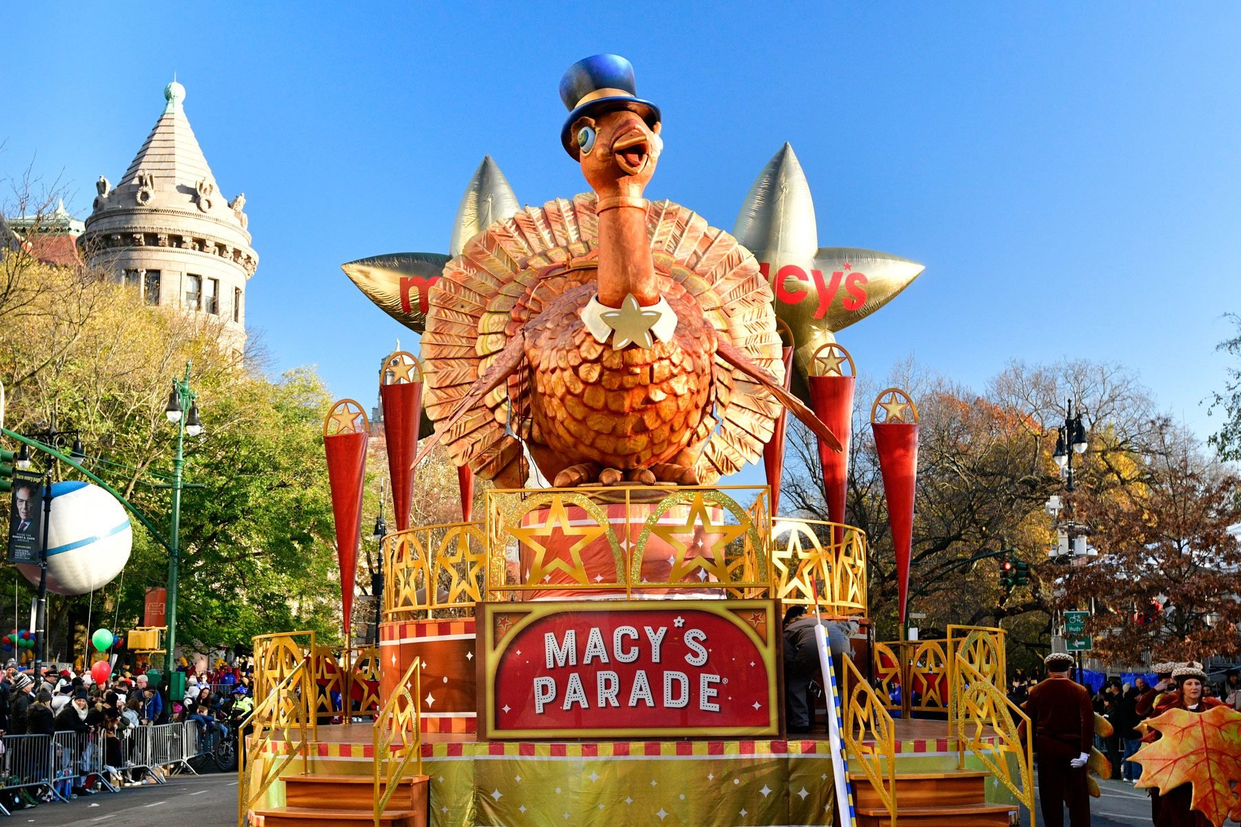 turkey float at the 96th Macy's Thanksgiving Day Parade in new york city