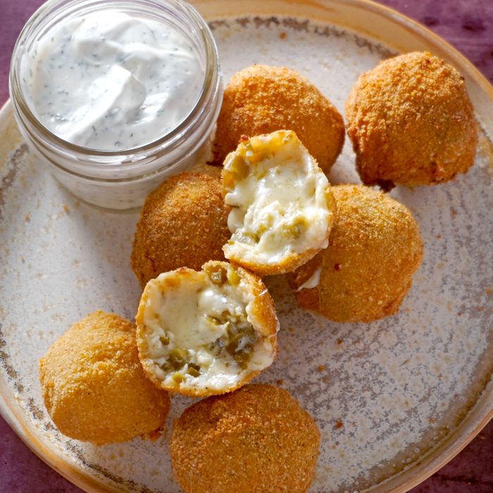 Rattlesnake Bites on a plate with dipping sauce