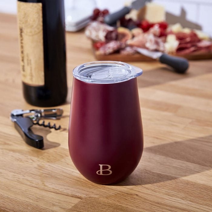 Beautiful 12oz Double Wall Stainless Steel Wine Tumbler In Color Merlot