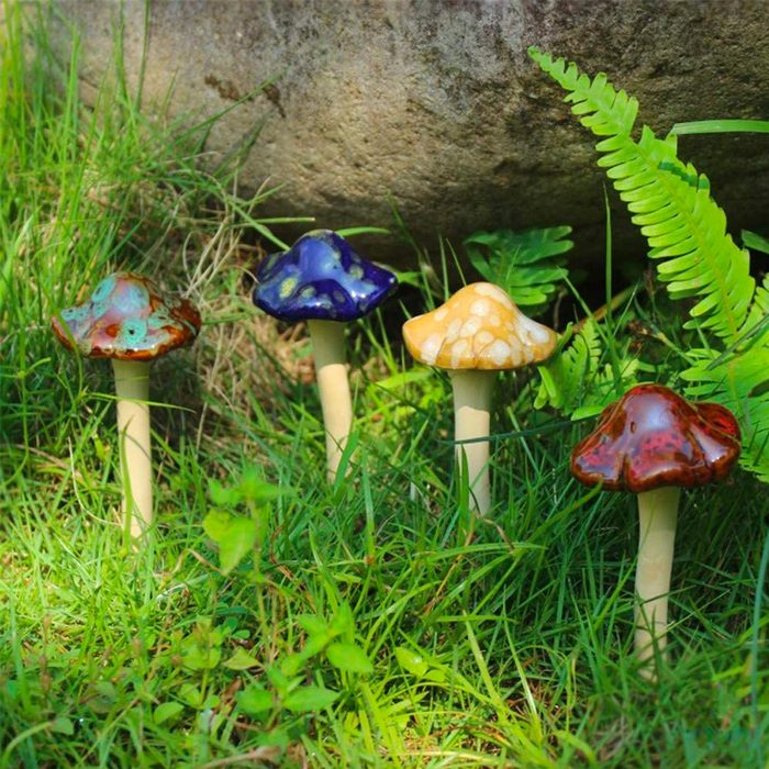 Danmu 4pcs Ceramic Mushroom For Garden Ecomm Amazon.com