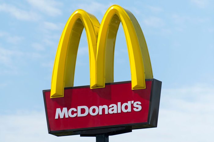 McDonalds sign with blue sky in the background