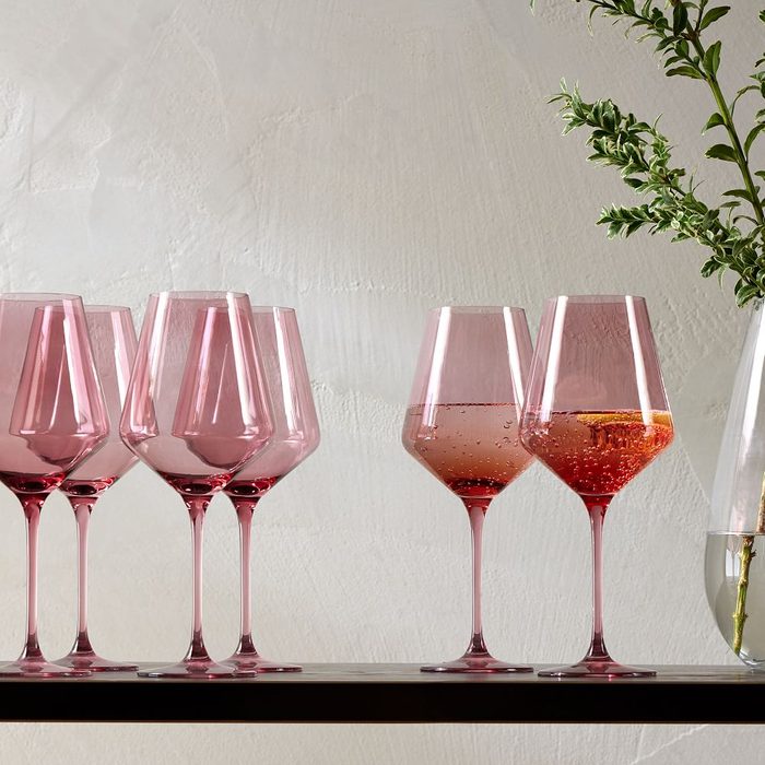 Estelle Colored Glass Stemmed Wine Glass Set Of 6 
