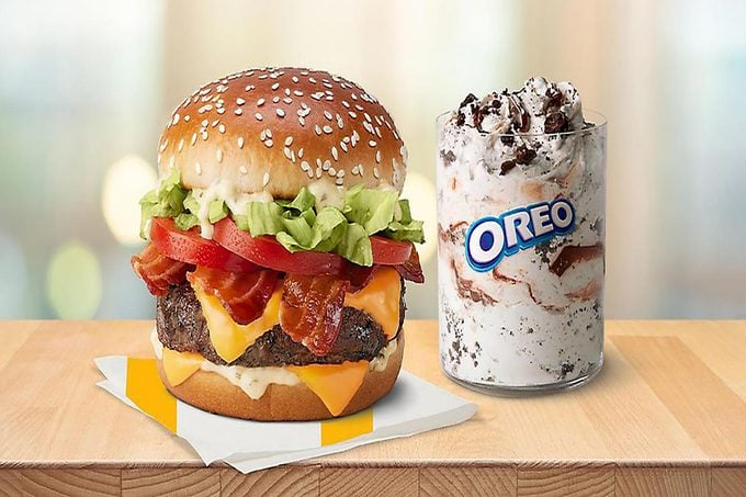 Oreo Fudge Mcflurry with Smoky BLT with cheese