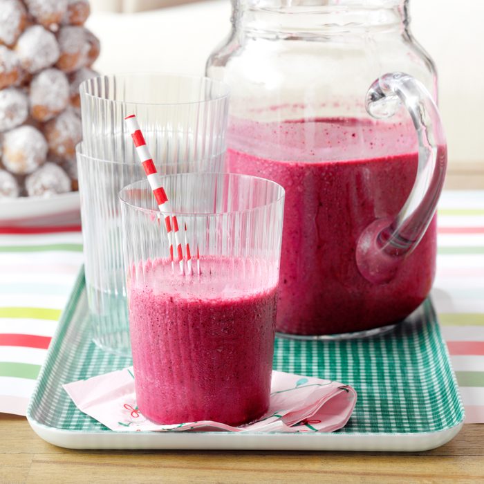 pink blended smoothie drink