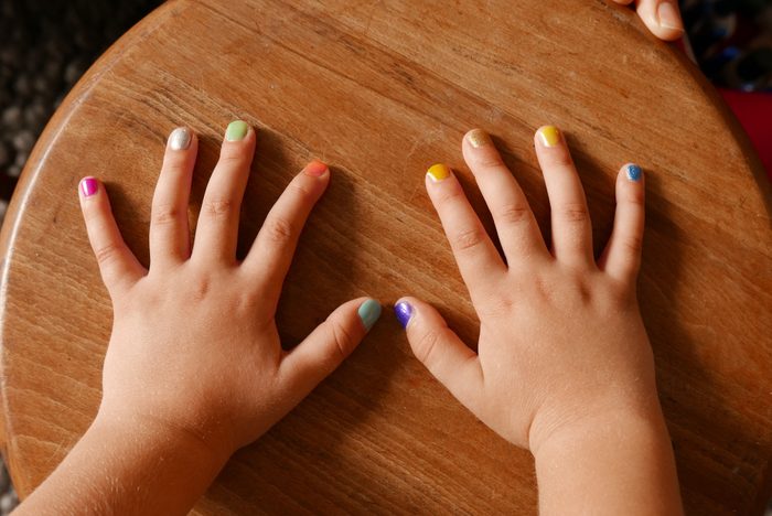 Boy's Hands with Painted Nails