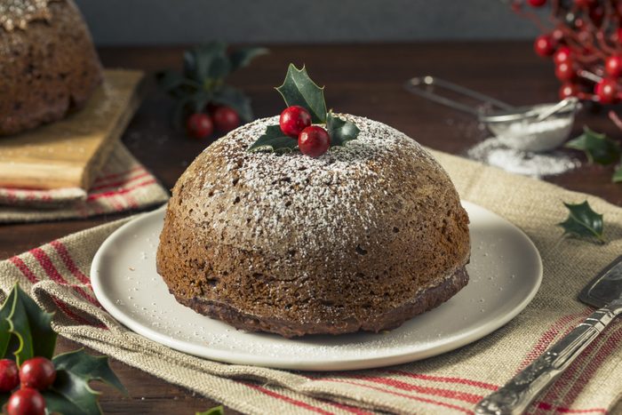 Sweet Homemade Christmas Figgy Pudding with Powdered Sugar