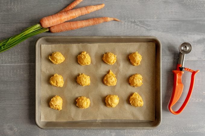 Golden Carrot Cookies batter scoops