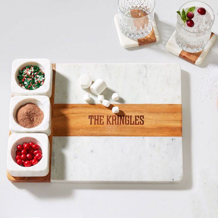 Wood and Marble Charcuterie Board