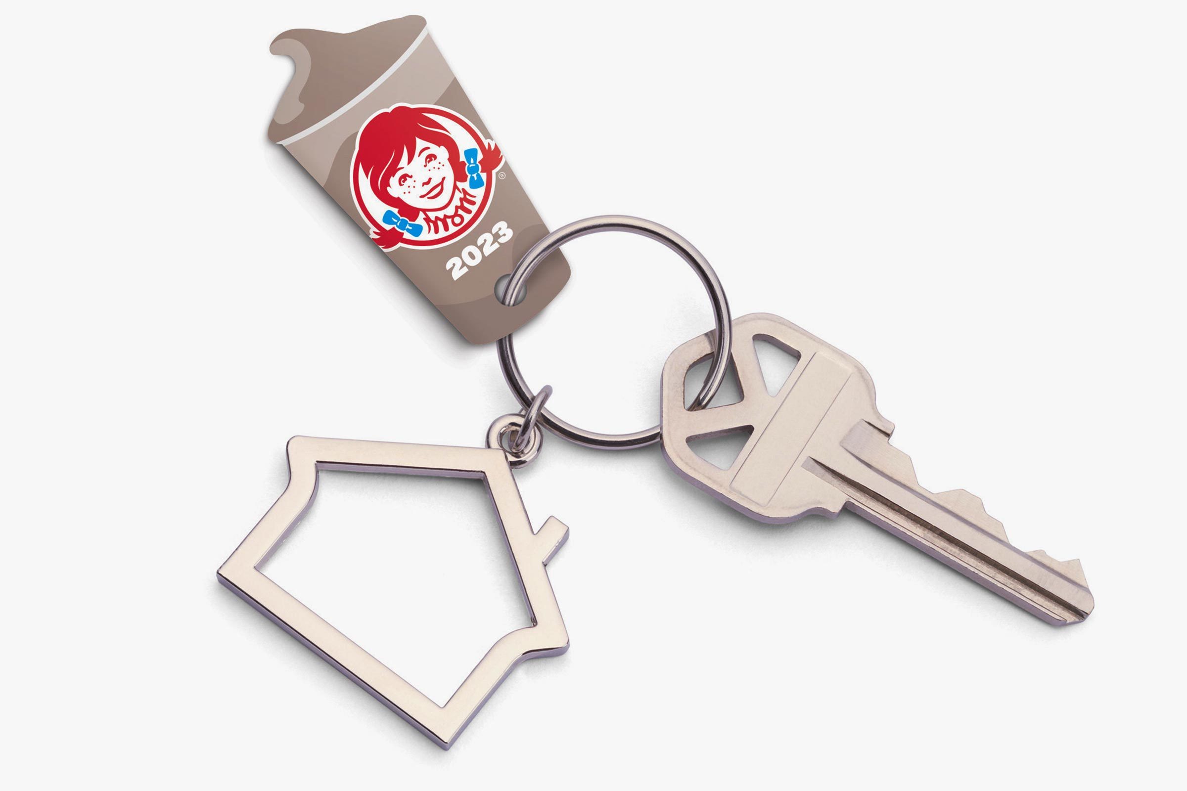 2023 Frosty Key Tag on a keyring with a home icon and a house key