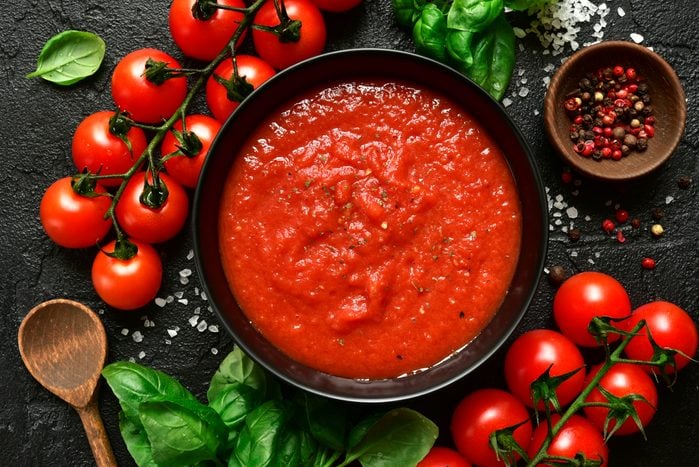 Homemade tomato sauce passata - traditional recipe of italian cuisine