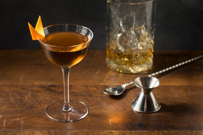 Refreshing Bamboo Cocktail with Vermouth Sherry and Orange