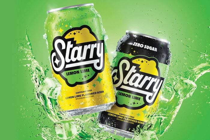 Starry Soda Cans, A Lemon Lime Drink