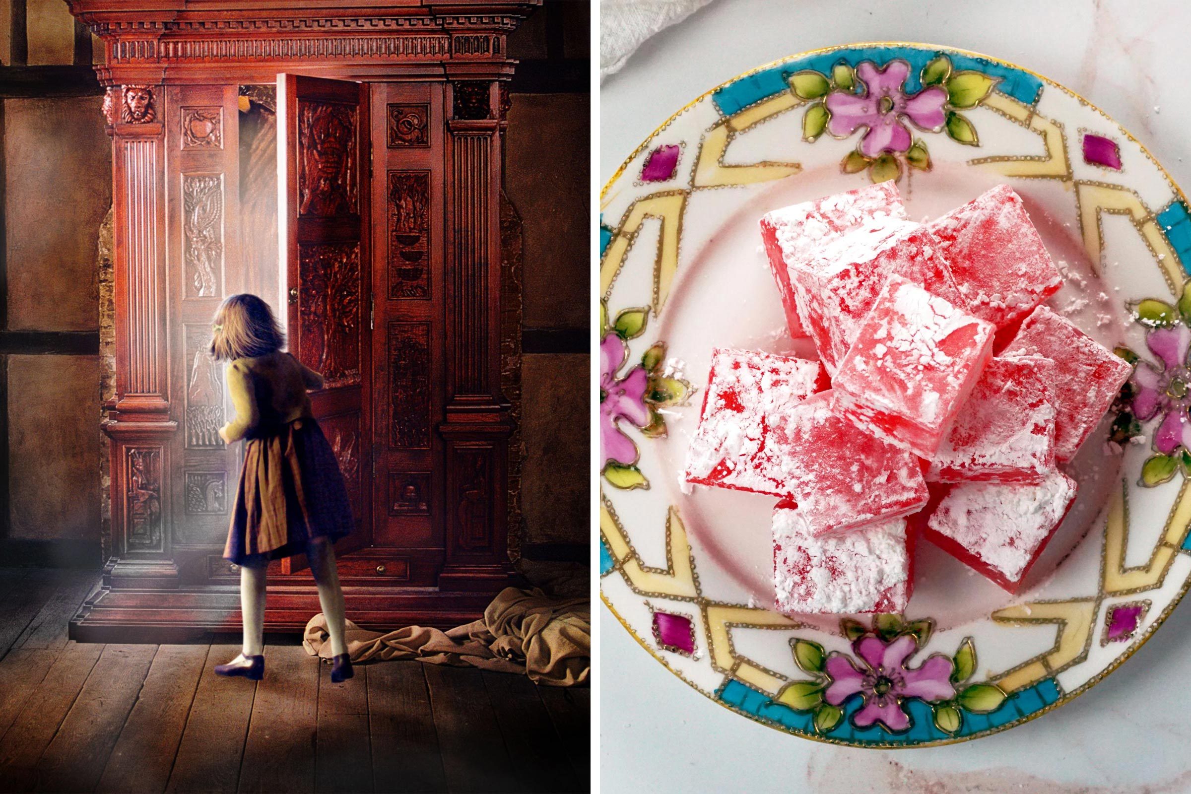 "The Lion the Witch and the wardrobe" and a plate of Turkish delights