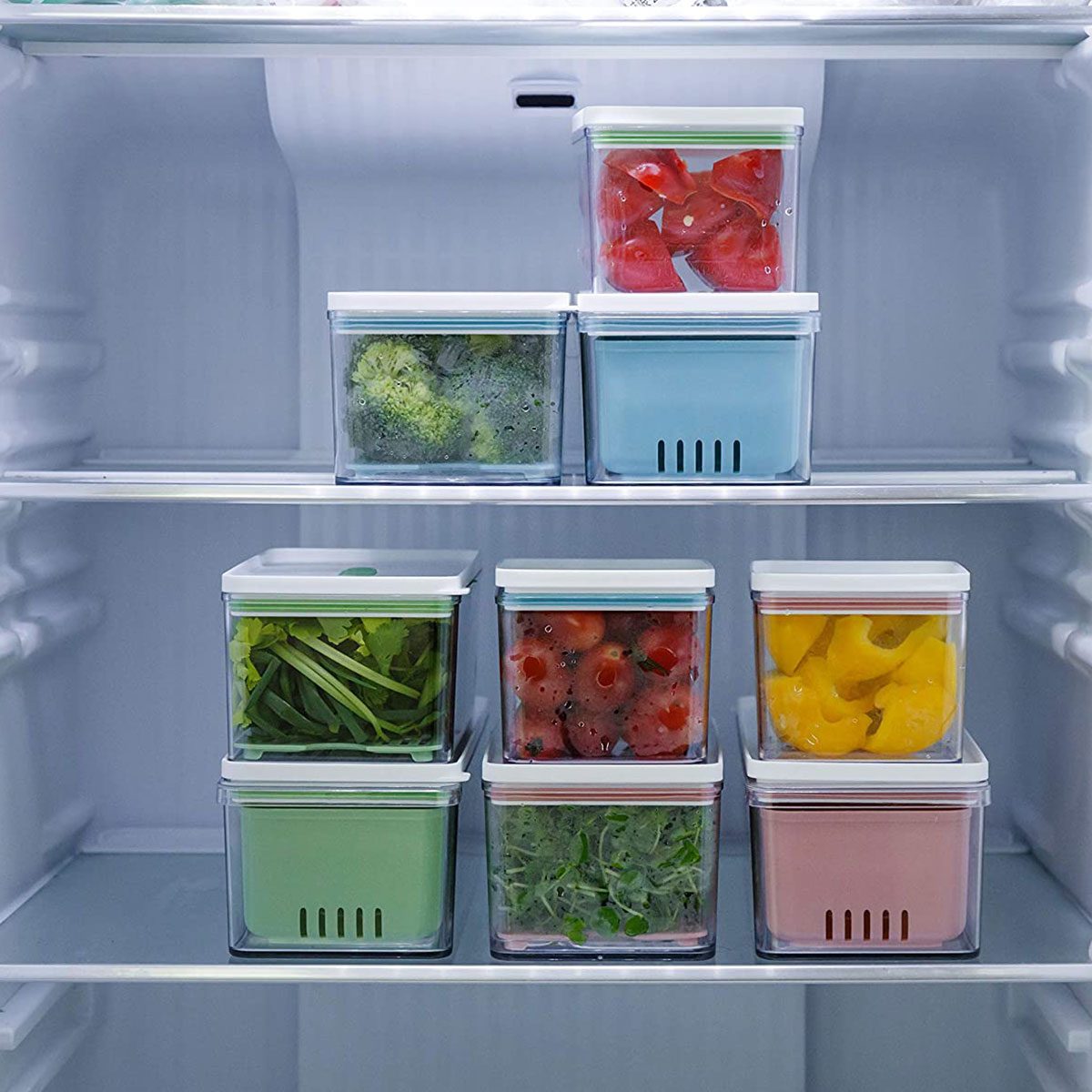 Space Saver Containers for Refrigerator - Stackable Fruit Storage