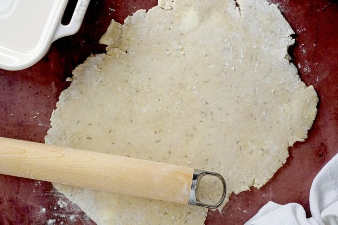 rolling out pastry dough