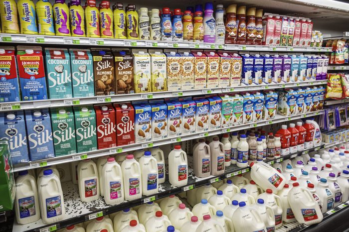 Miami Beach, Florida, Normandy Isle, Sabor Tropical Supermarket, refrigerated milk aisle, Silk, Nesquik, almond milk, organic milk, oat milk