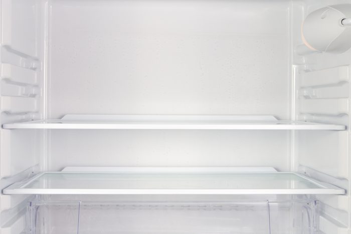 empty fridge as backdrop