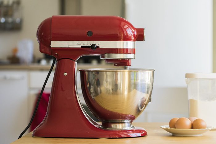 Cooking with red stand mixer