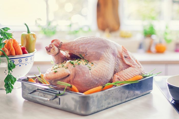 Preparing Turkey for Holiday Dinner